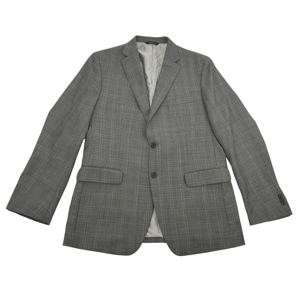 Banana Republic Blazer Men 42R Grey Plaid Tailored Fit Wool 2-Button Jacket